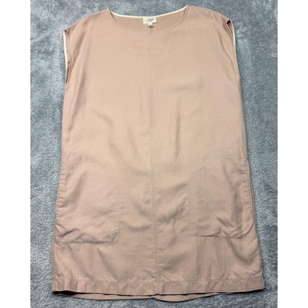 Wilfred By Aritzia Sleeveless Mini Dress Womens Size M Peach Linen Blend‎